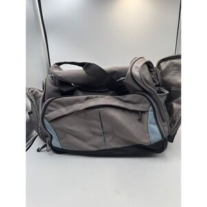 Eddie Bauer Grey Black Ballistic Nylon Duffel Bag Travel Gym Weekender Carry On